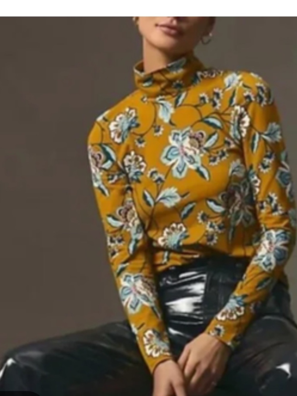 Anthropologie Maeve Women's Printed Long Sleeve Turtleneck Size Small